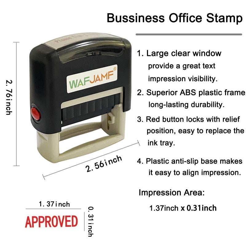 WAFJAMF Approved Message Stamp Self-Inking Rubber Stamp Office Stamp Red Ink-Medium - Image 2